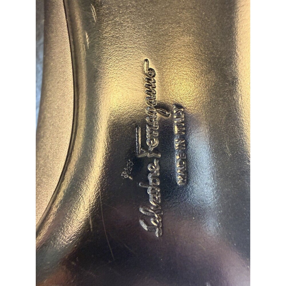 Salvatore Ferragamo Women's Leather Square Toe Pump Block Heel 9 C - Picture 9 of 11